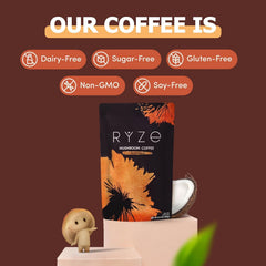 RYZE SUPERFOODS Mushroom Dark Roast Coffee , Instant Coffee with 6 Adaptogenic Mushrooms and Better Energy, Focus, Digestion, Immunity with Lions Mane & Turkey Tail 30 Serving Each