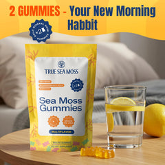 TrueSeaMoss Sea Moss Gummies with Bladderwrack & Burdock Root – Vegan Formula for Adults & Kids – Fruity Flavor – 60 Gummies