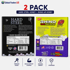 Hard Steel Honey + Rhino 69 Honey 2 Pack | Premium Honey Sachets Combo