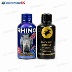 Rhino 69 & Black Bull Extreme Liquid Shot Bundle – 2 Pack (2oz Each)