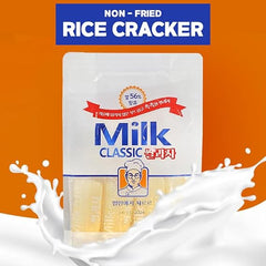 [BOX OF LIFE] Korean Snack Box – Milk Classic Rice Snacks 240g (8.47 oz) / 0.35 oz x 24 Packs + Instant Coffee Sticks (2 of Each Flavor - Maxim Original, Maxim Mocha Gold) | Bonus Cheese & Banana Flavored Crackers Inside