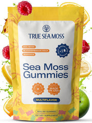TrueSeaMoss Sea Moss Gummies with Bladderwrack & Burdock Root – Vegan Formula for Adults & Kids – Fruity Flavor – 60 Gummies