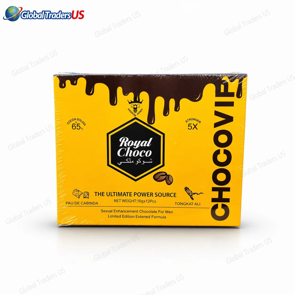 Royal Choco VIP for Men – Premium Honey Chocolate 5X Strong | 65% Cocoa Energy & Stamina Support | Tongkat Ali Formula (12 Pack)