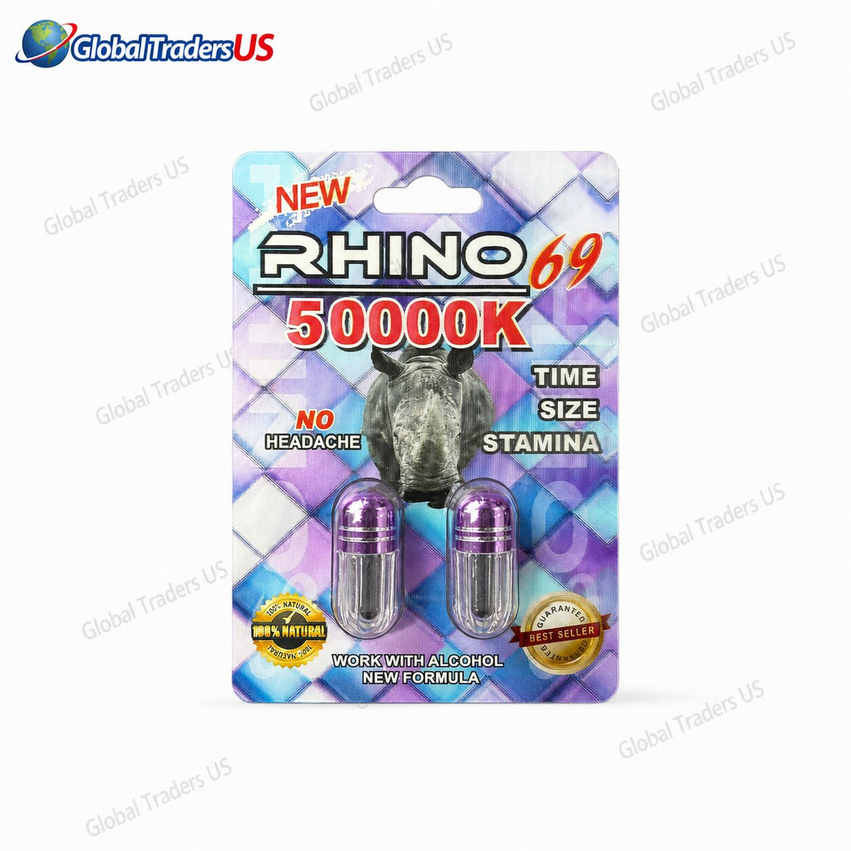 Rhino 69 50000K Capsules – Pack of 2 | Men’s Wellness Supplement
