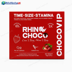 Rhino Choco VIP, Power Chocolate – Energy & Stamina Support for Men 12 pack box