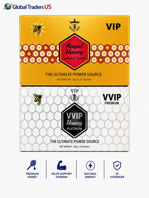 VIP Royal Honey + VVIP Honey Platinum 2 Pack | Premium Honey Sachets | Natural Energy & Stamina Support