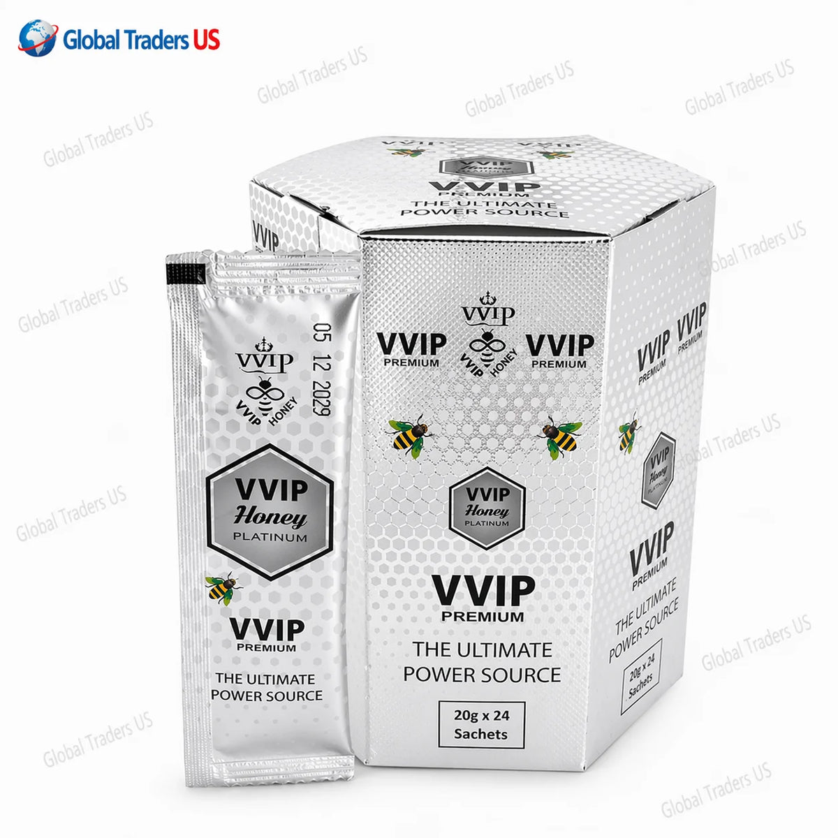 VVIP Honey Platinum Premium Energy & Vitality Honey Sachets (24 Pack)