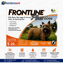 Frontline Plus for Dogs Flea & Tick Treatment – 6 Monthly Doses for Dogs 5–22 lbs | Waterproof Protection