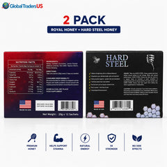 VIP+ American Honey & Hard Steel Honey  2-Pack — Premium Honey Sachets 20g x 24