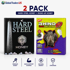 Hard Steel Honey + Rhino 69 Honey 2 Pack | Premium Honey Sachets Combo