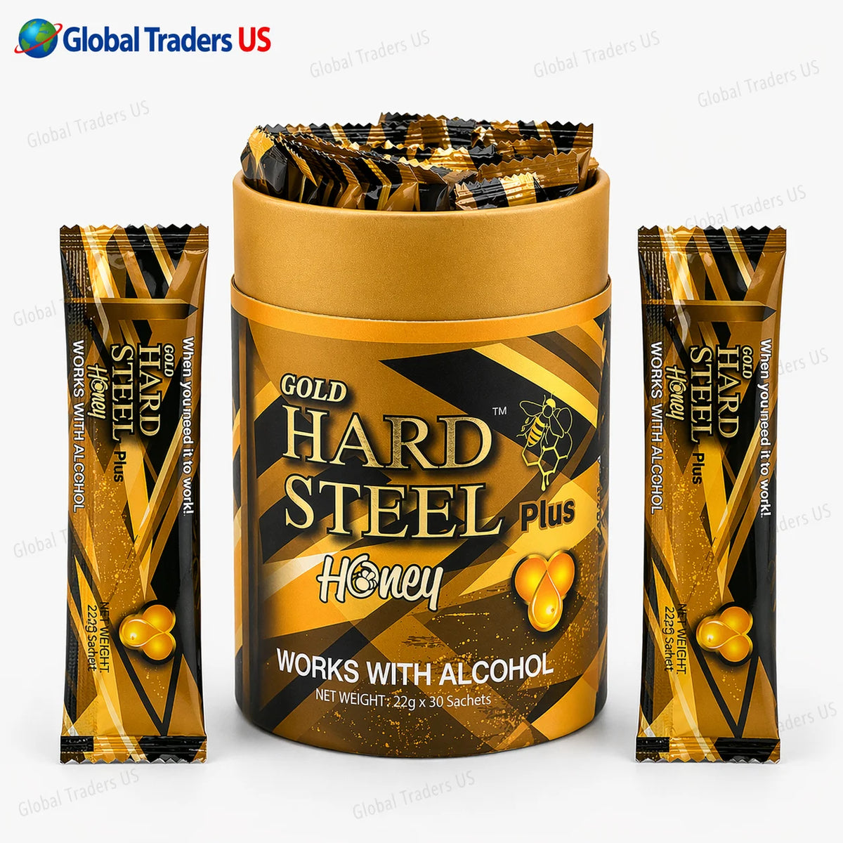 Gold Hard Steel Plus Honey Sachets 30 Count – Energy & Performance Support