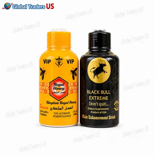 Kingdom Royal Honey & Black Bull Extreme Liquid Shot Bundle – 2 Pack (2oz Each)