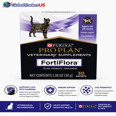 Purina Pro Plan Veterinary Supplements FortiFlora for Cats – Probiotic Supplement 30 Sachets | Digestive & Immune Support