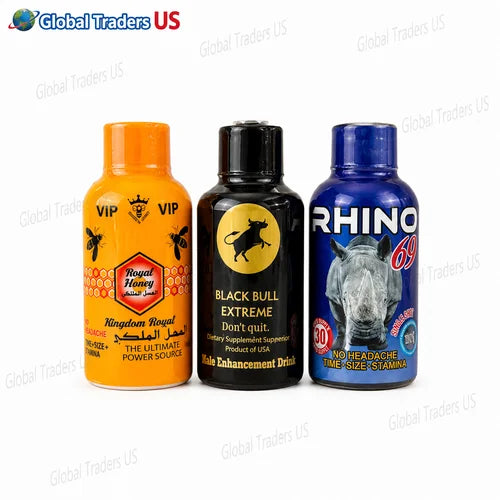 Royal Honey, Black Bull Extreme & Rhino 69 Liquid Shot Bundle – 3 Pack (2oz Each)
